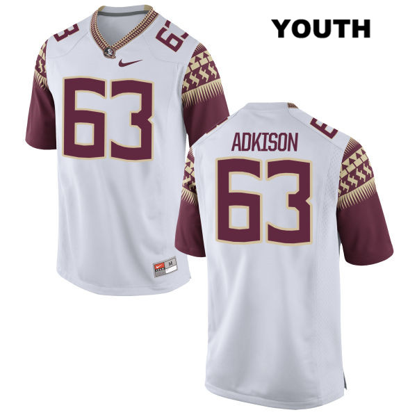 Youth NCAA Nike Florida State Seminoles #63 Tanner Adkison College White Stitched Authentic Football Jersey BZY6869SZ